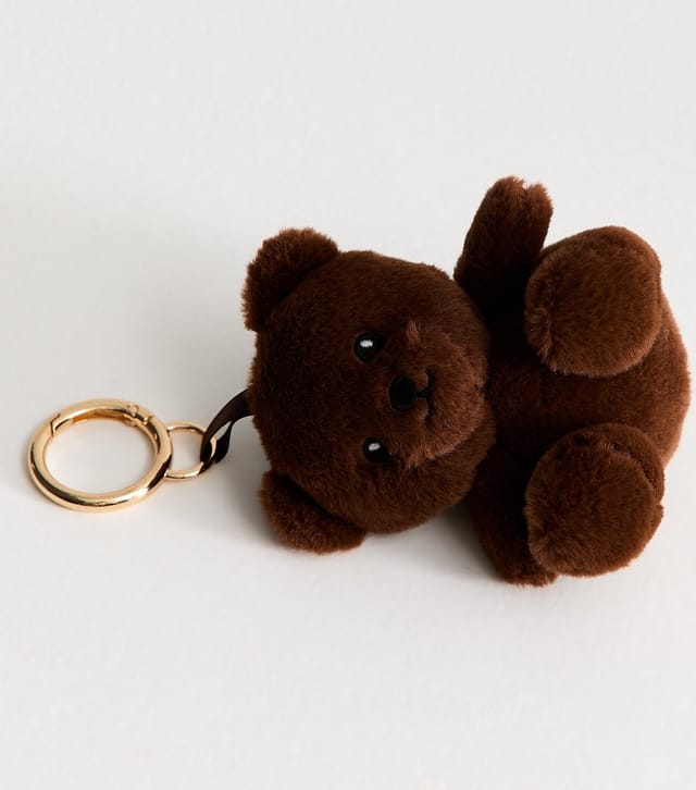 New Look Dark Brown Teddy Plush Bag Charm New Look - 3