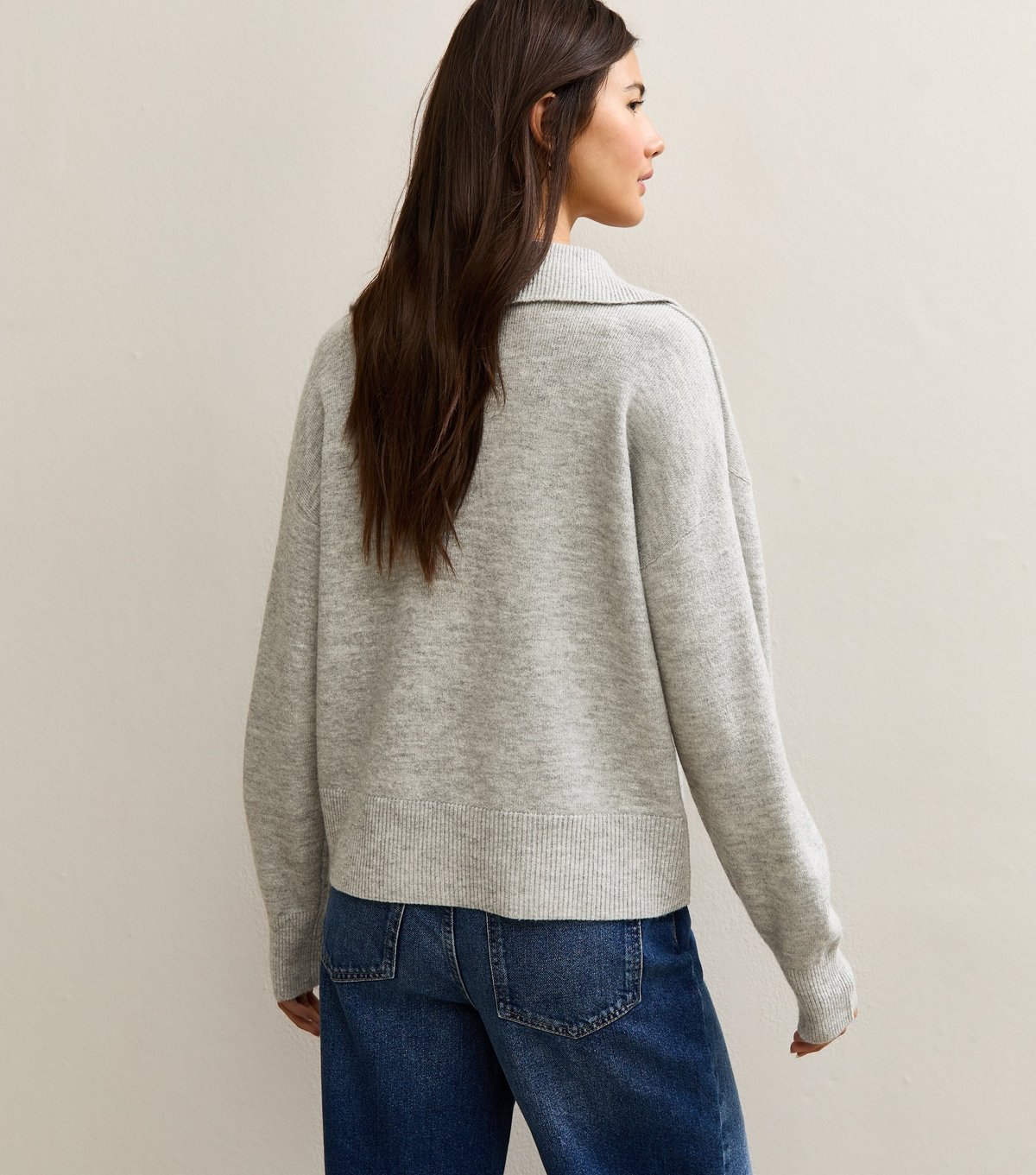 New Look Women's Light Grey Open Collar Polo Jumper New Look - 4