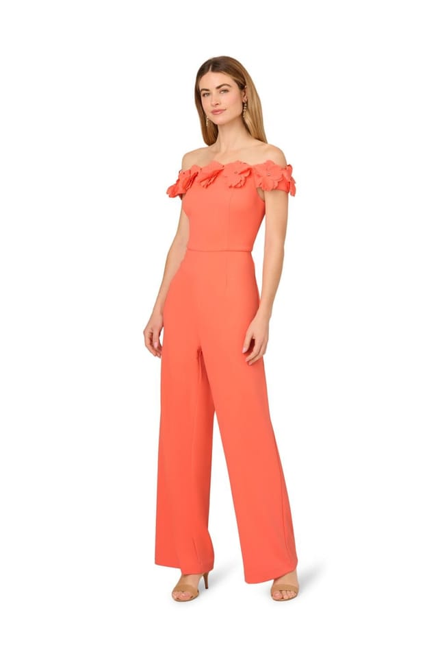 Adrianna Papell Adrianna Papell Women's Crepe Rosette Jumpsuit in Pink - 2
