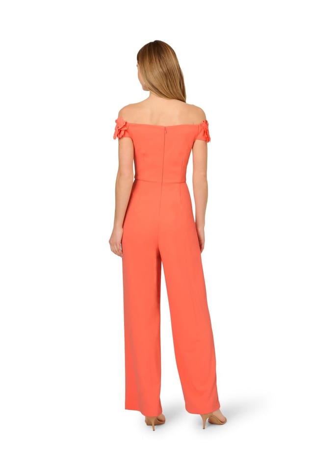 Adrianna Papell Adrianna Papell Women's Crepe Rosette Jumpsuit in Pink - 3