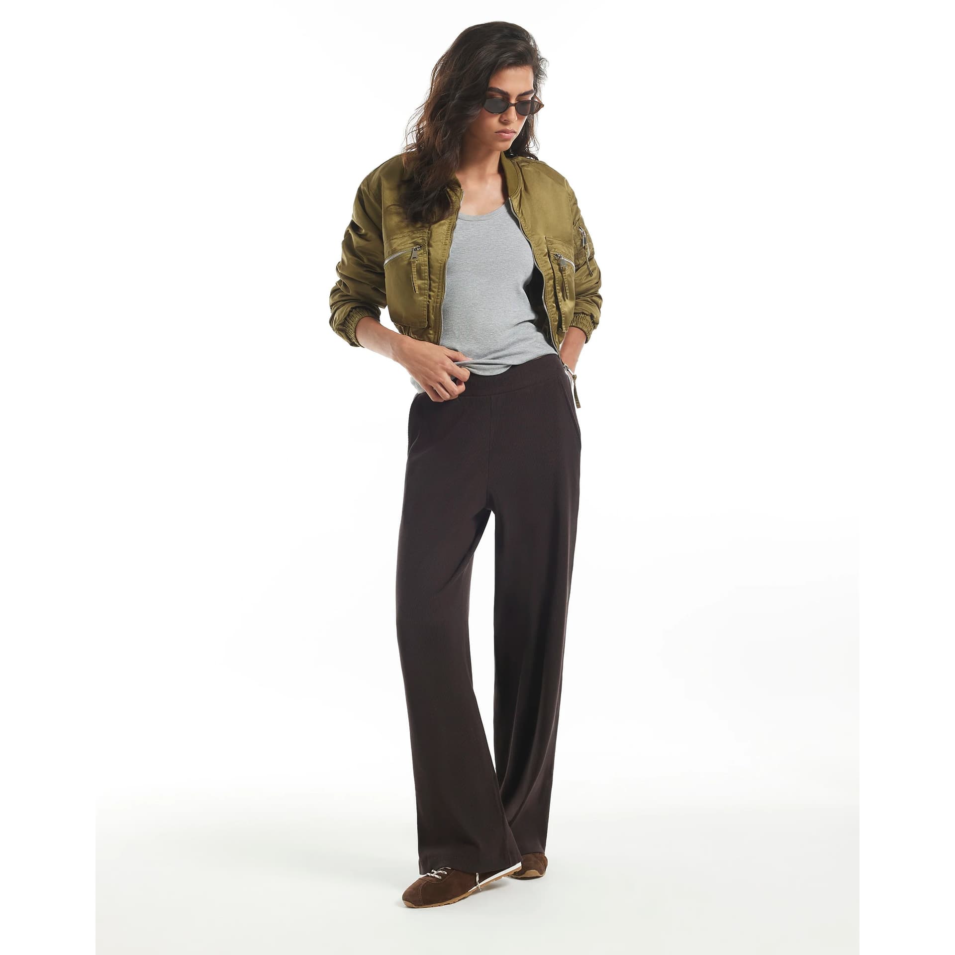 River Island River Island Womens Brown Wide Leg Joggers