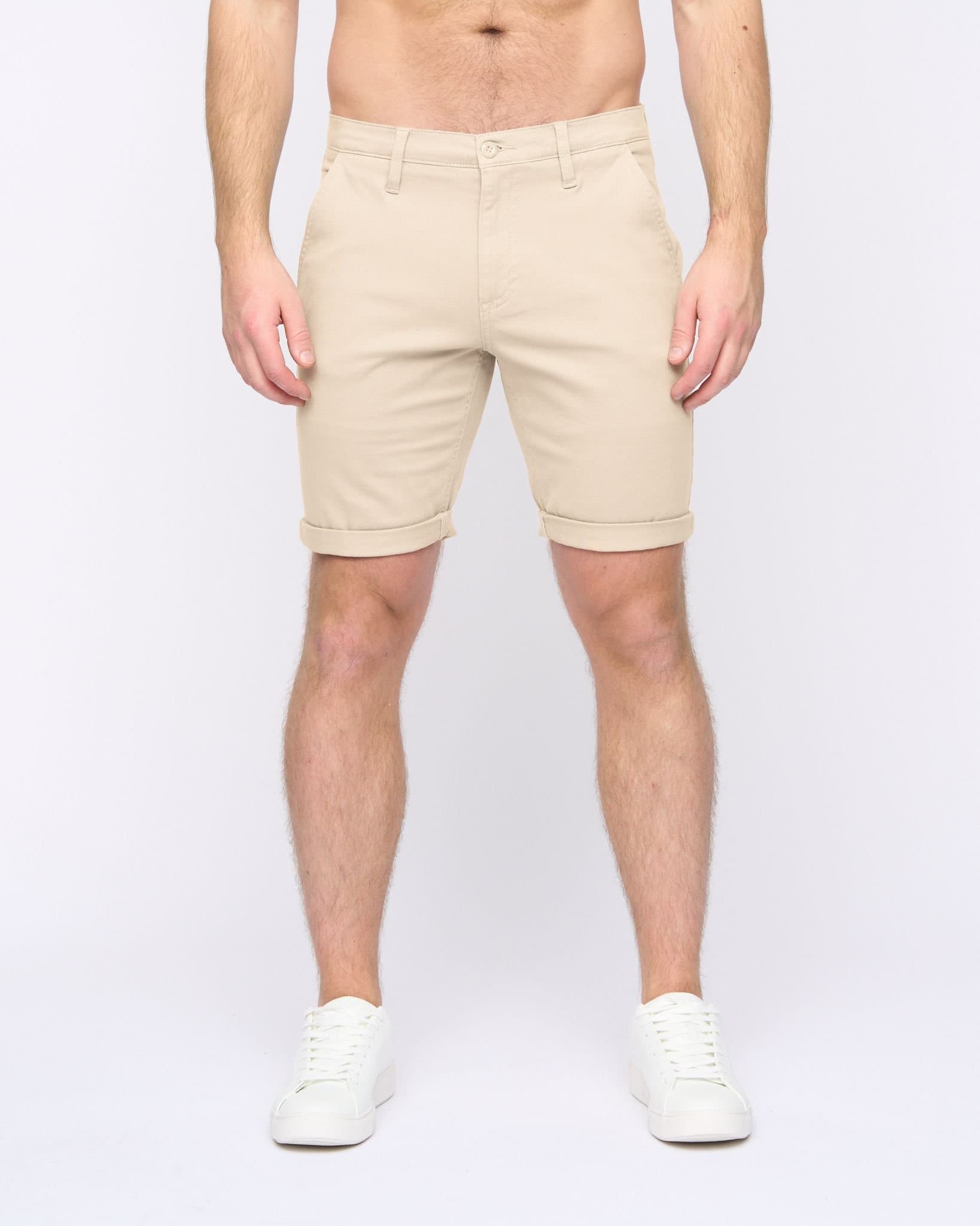 Duck&Cover Duck&Cover Moreshore Men's Lightweight Stretch Canvas Chino Shorts with Secure Penny Pocket in Stone