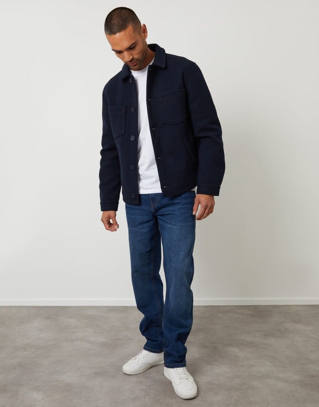 Threadbare threadbare Men's Faux Wool Button Up Quilted Shacket in Blue - 3