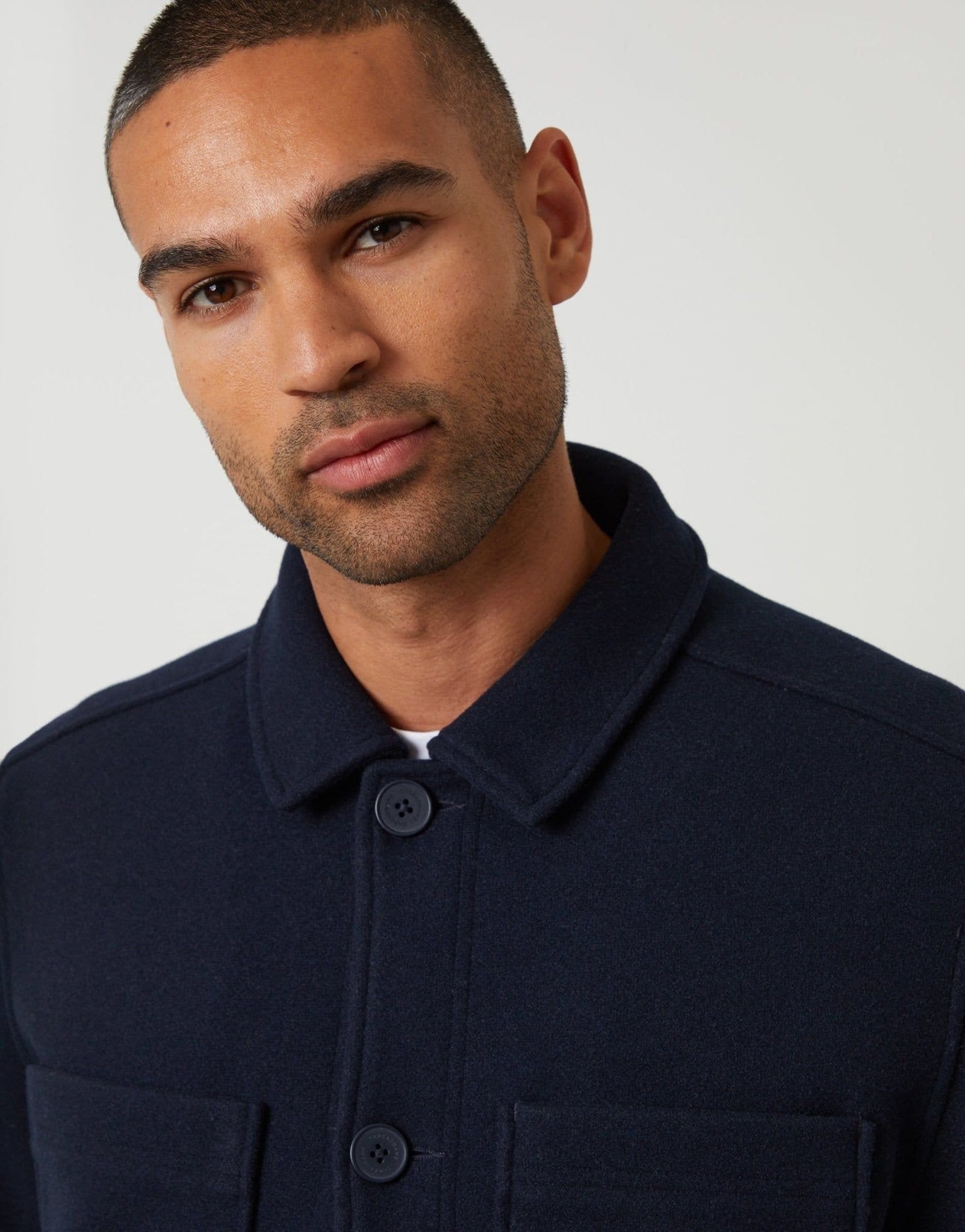 Threadbare threadbare Men's Faux Wool Button Up Quilted Shacket in Blue - 4