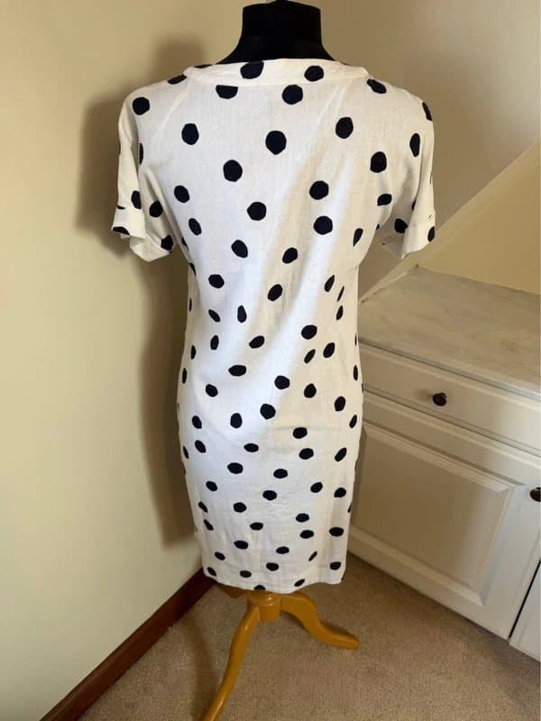 Marks & Spencer M&S Marks & Spencer Black & White Polka Dot Spot V Neck MIDI Dress Summer Teacher Size 10