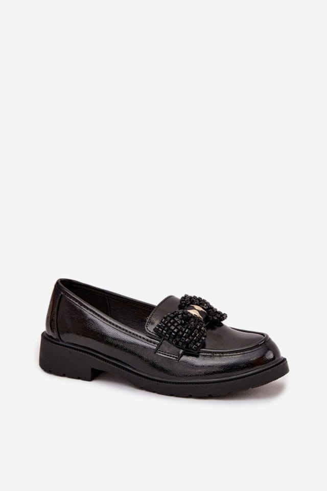 Love Lace Love Lace Women's Moccasin Bow Loafer Shoes with Rounded Toe Flat Heel Comfort in Black - 2