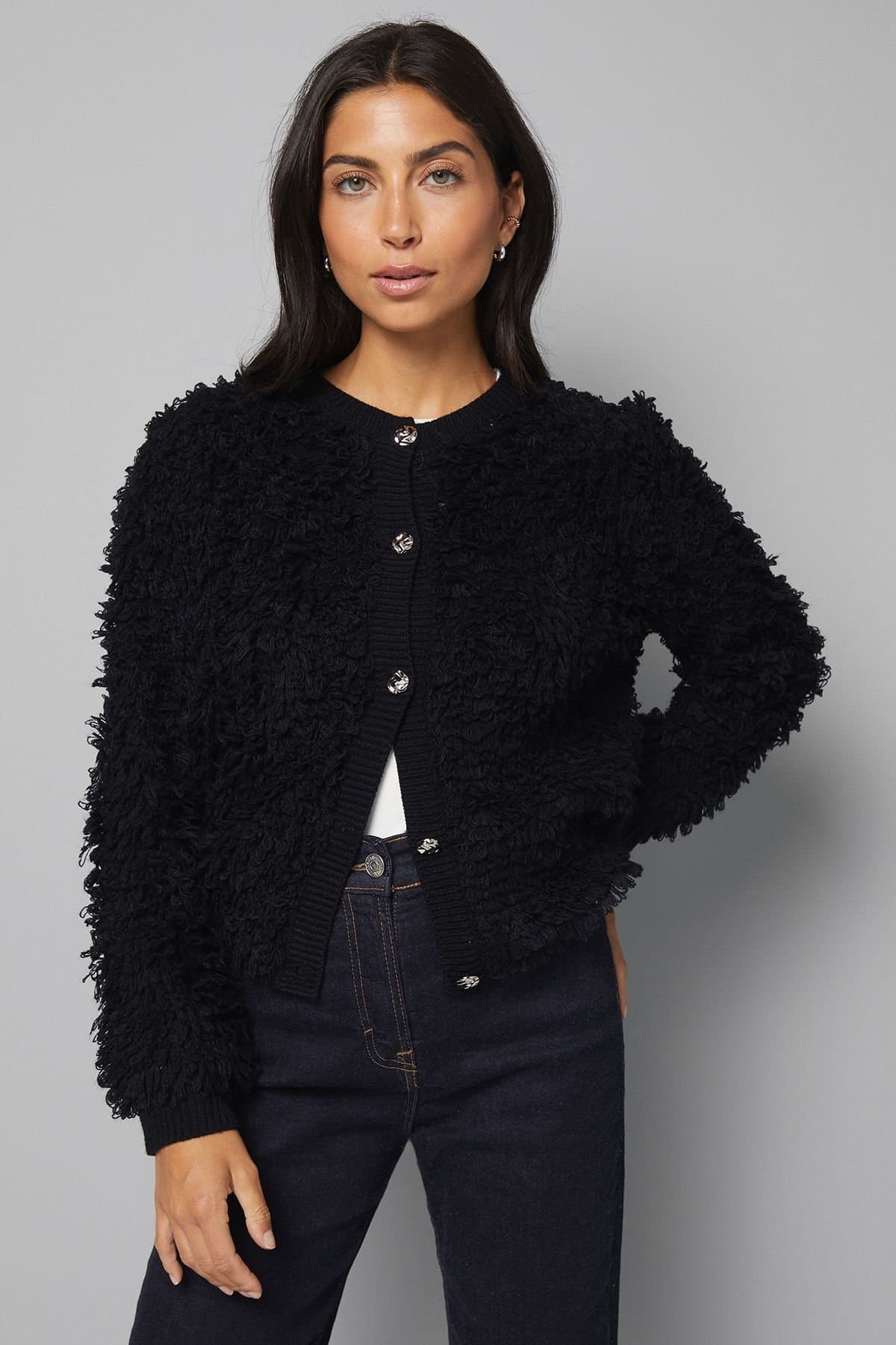 Wallis Wallis Women's Loop Detail Cardigan in Black
