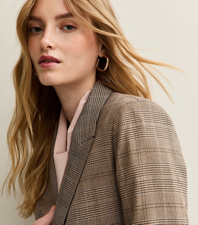 New Look Women's Brown Checked Single Breasted Blazer New Look - 2