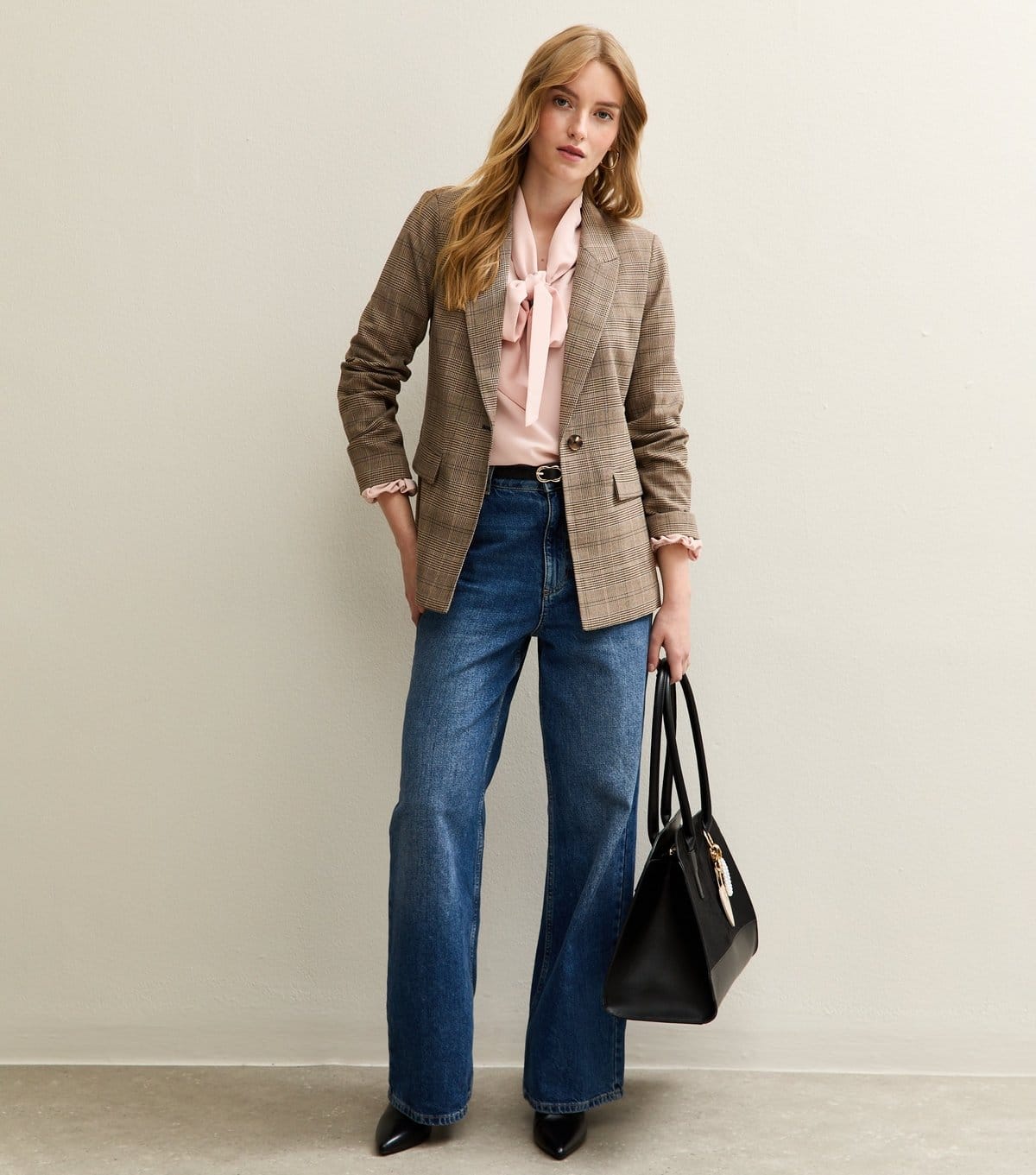 New Look Women's Brown Checked Single Breasted Blazer New Look - 4
