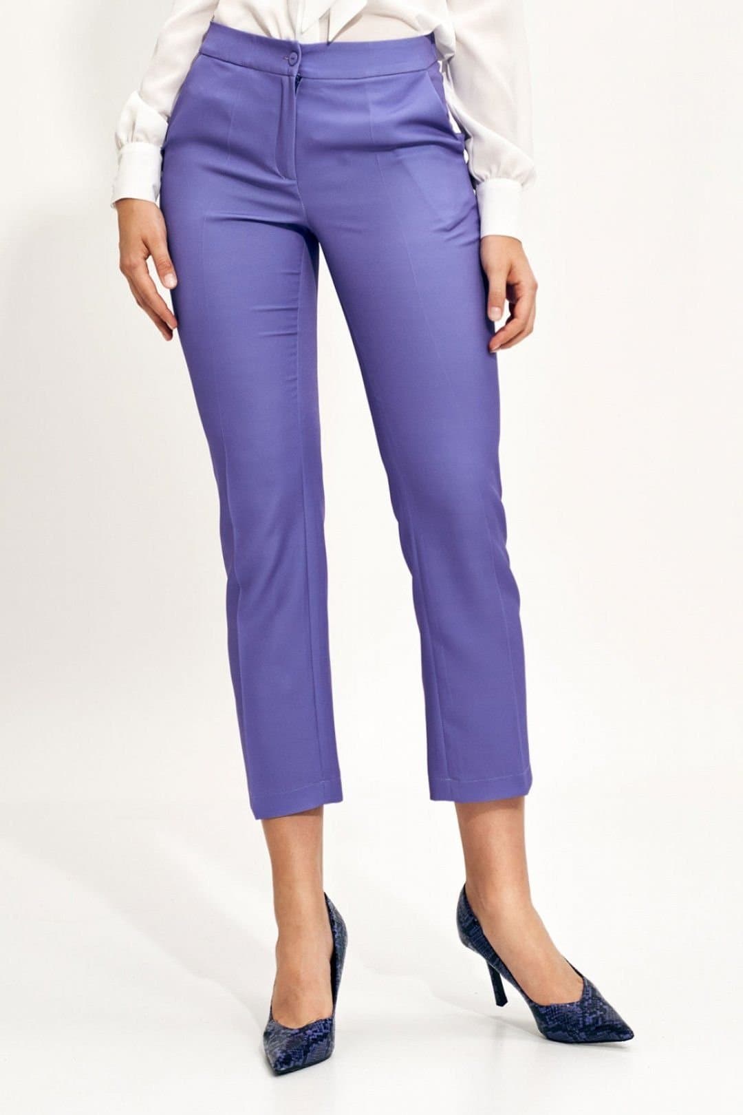 Love Lace Love Lace Women's Relaxed Straight Chino Trousers with Elastic Waist in Violet