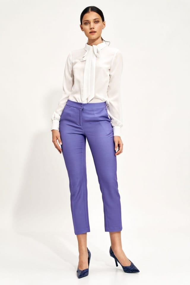 Love Lace Love Lace Women's Relaxed Straight Chino Trousers with Elastic Waist in Violet - 2