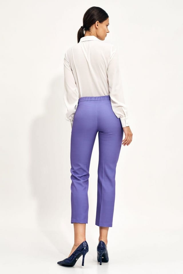 Love Lace Love Lace Women's Relaxed Straight Chino Trousers with Elastic Waist in Violet - 3
