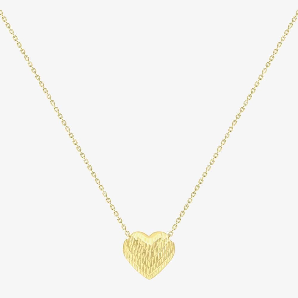 T.H.Baker T.H.Baker 9ct Gold Diamond Cut Heart Pendant Necklace