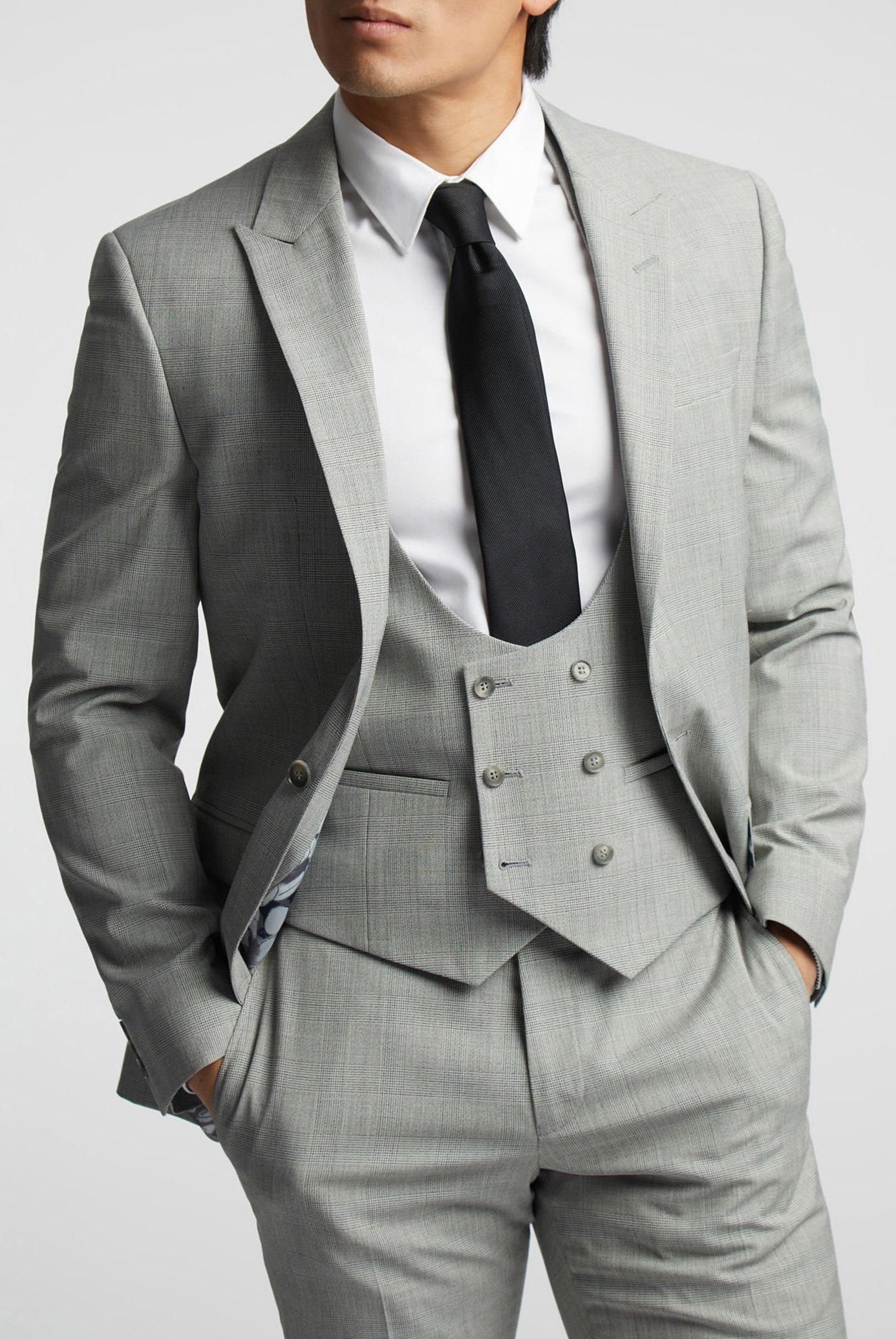 Alex Alex Men's Check Tailored Fit Suit Jacket in Grey - 2