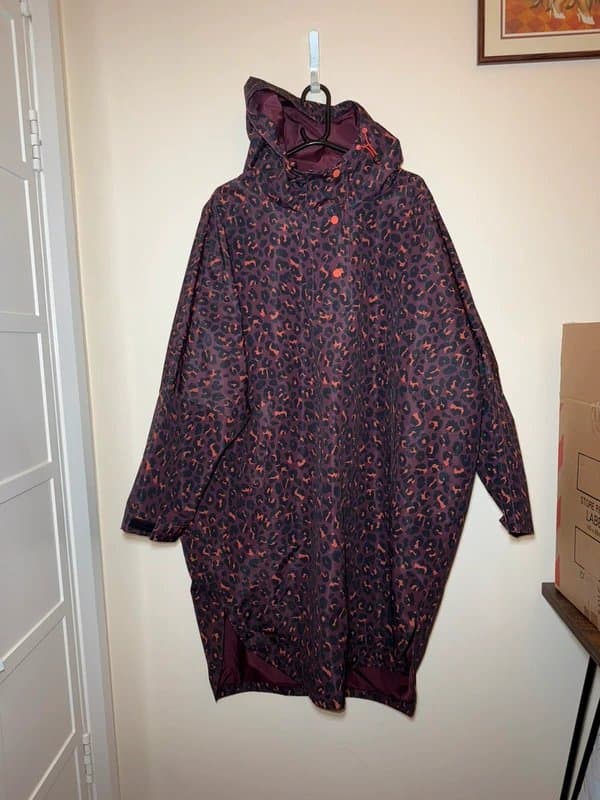 Never Fully Dressed Never Fully Dressed Leopard Print Longline Raincoat Jacket Size M Oversized