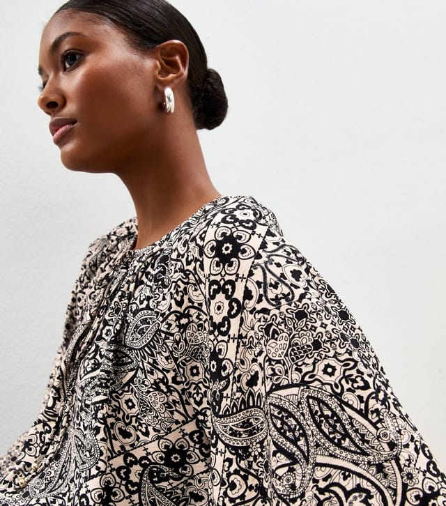 New Look Women's Black Paisley Print Tie Neck Blouse New Look - 2