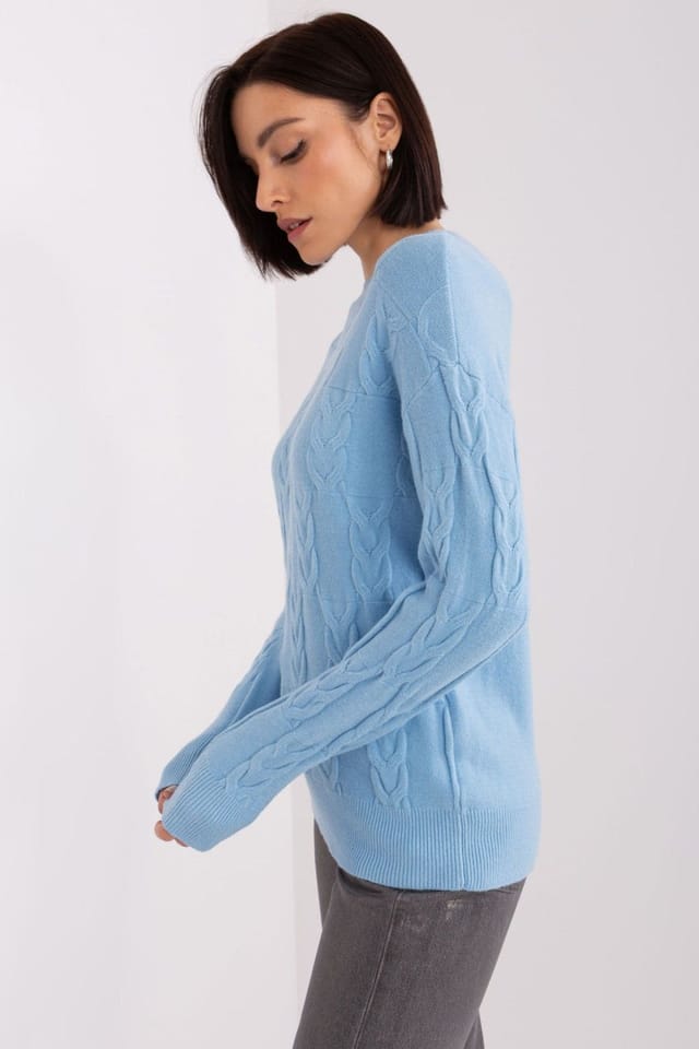 Love Lace Love Lace Women's Textured Pattern Overhead Sweater Jumper in Blue - 2