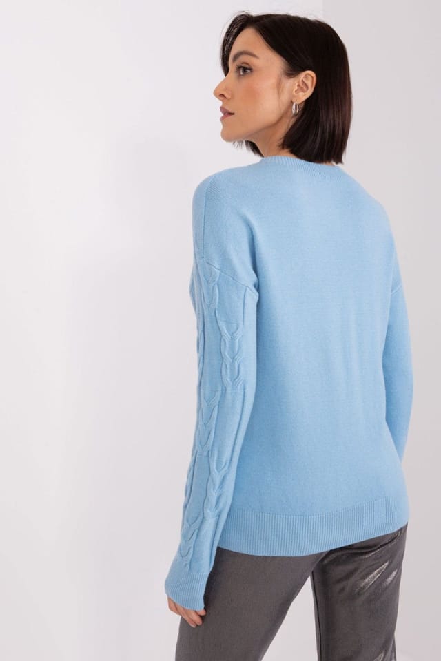 Love Lace Love Lace Women's Textured Pattern Overhead Sweater Jumper in Blue - 3