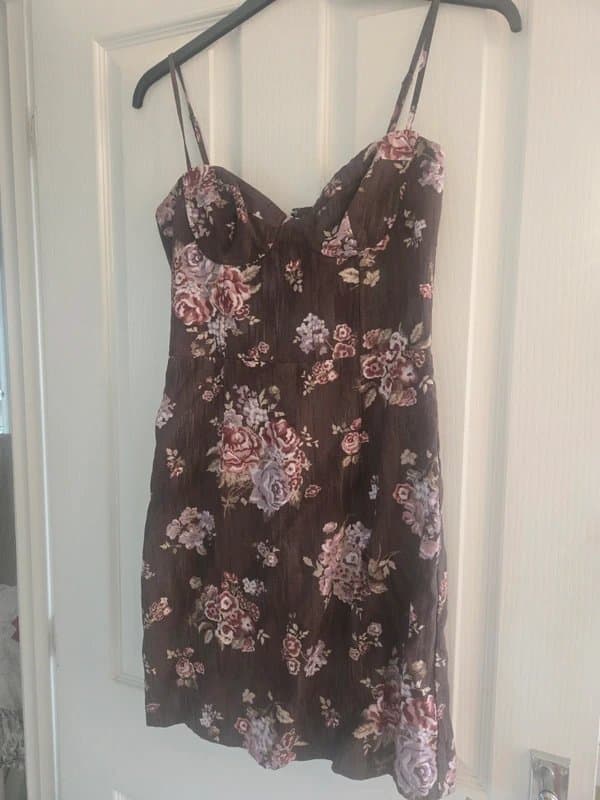 H&M H&M Brock collection brown floral corset dress size 8