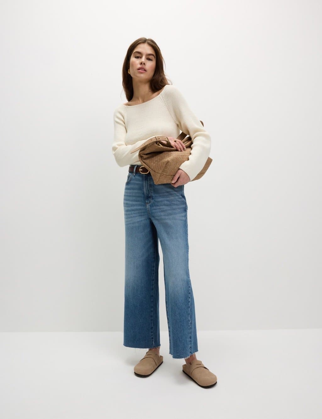 Marks & Spencer M&S Medium Indigo Wide Leg Cropped Jeans