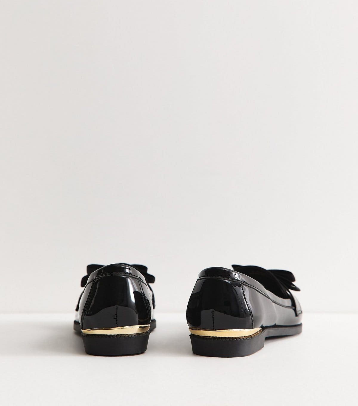 New Look Women's Black Patent Faux Leather Hardware Detail Almond Toe Loafers Vegan New Look - 4