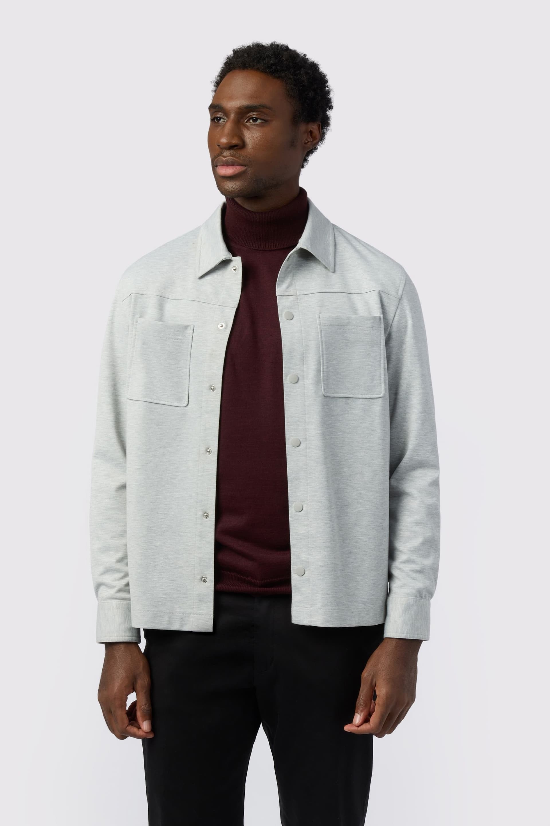 Melka Melka Men's Jersey Overshirt in Light Grey