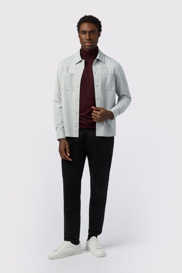 Melka Melka Men's Jersey Overshirt in Light Grey - 2