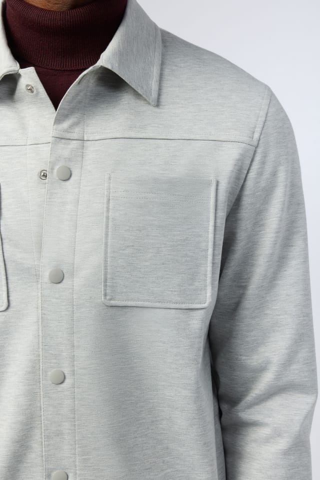 Melka Melka Men's Jersey Overshirt in Light Grey - 3