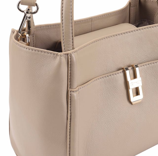 Paul Costelloe Paul Costelloe Women's Madeline Leather Multiway Grab Bag in Light Beige - 3