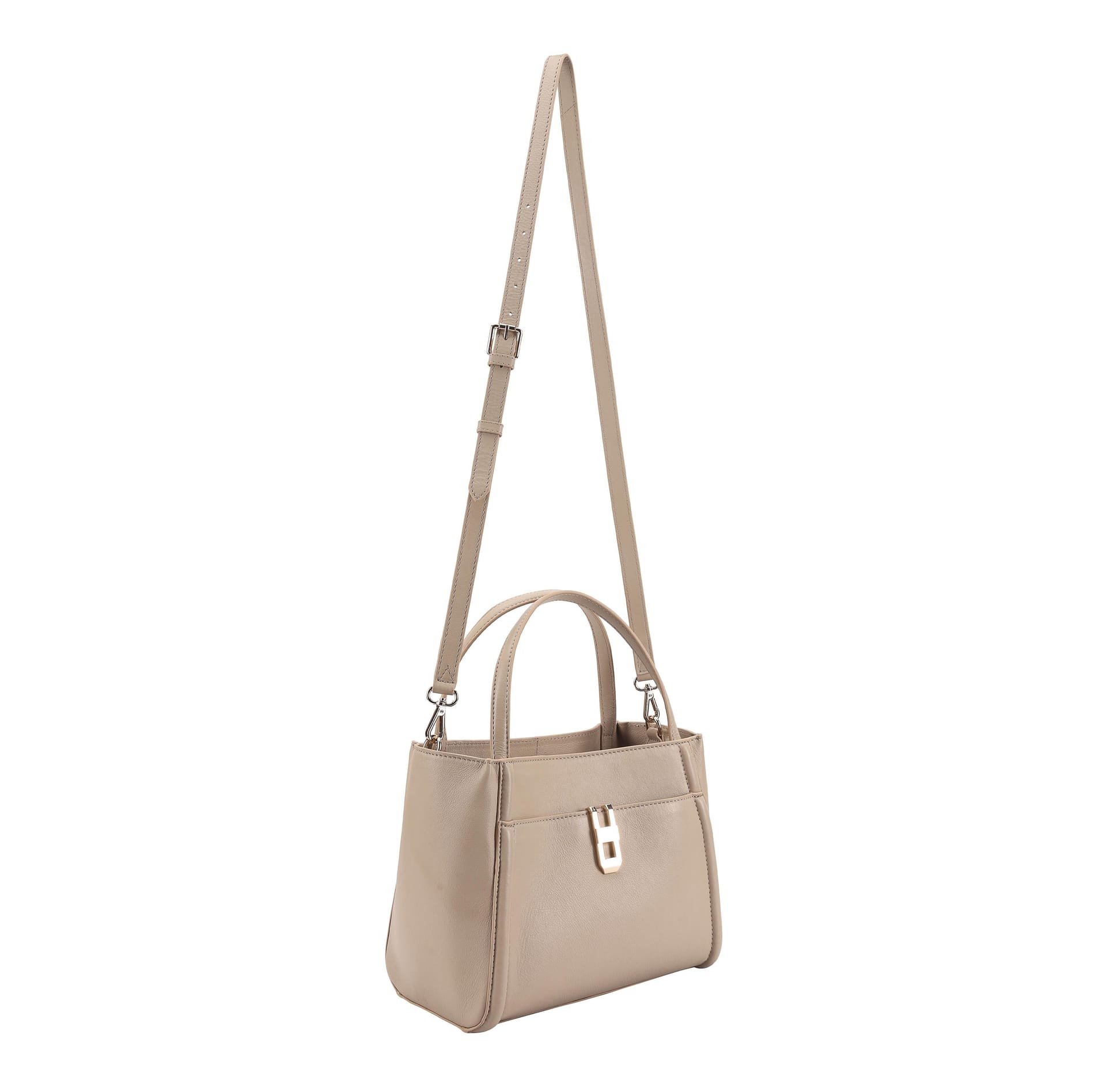 Paul Costelloe Paul Costelloe Women's Madeline Leather Multiway Grab Bag in Light Beige - 4