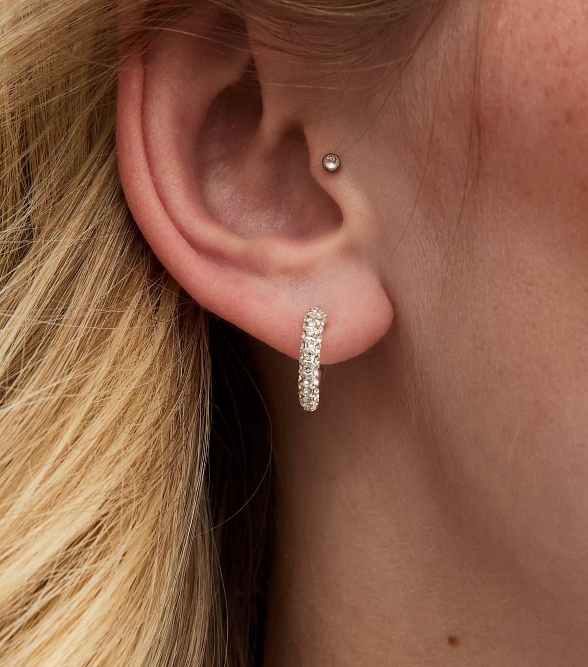 New Look Silver Tone Diamanté Hoop Earrings New Look