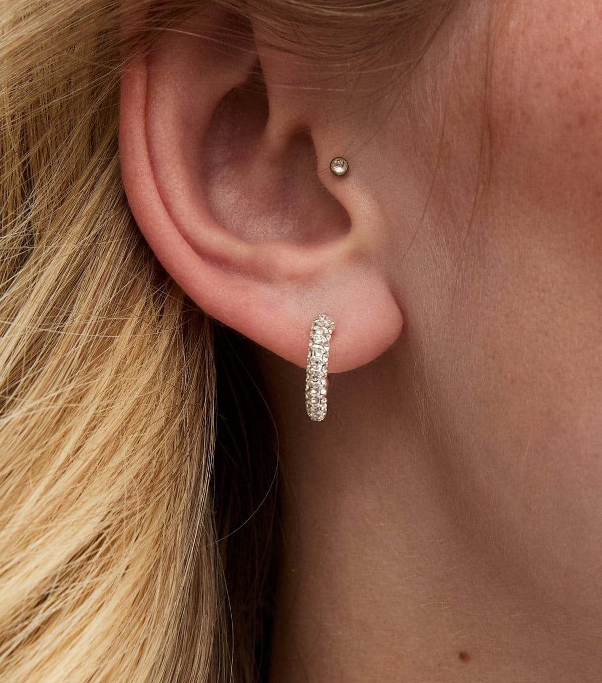 New Look Silver Tone Diamanté Hoop Earrings New Look - 1