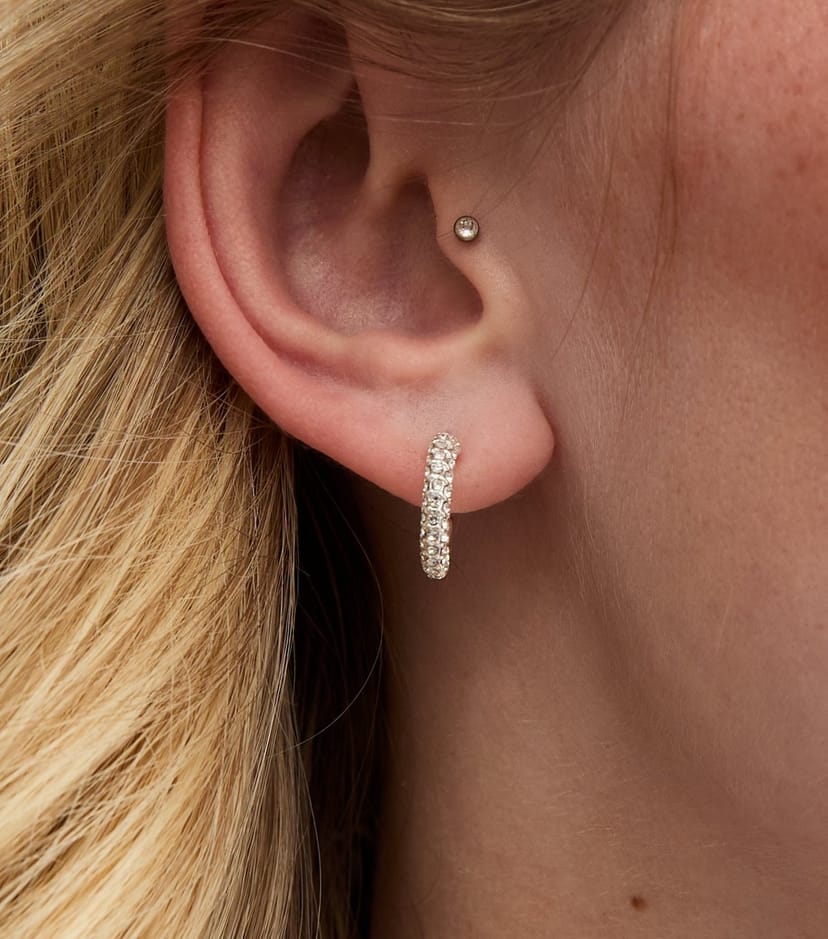 New Look Silver Tone Diamanté Hoop Earrings New Look - 1