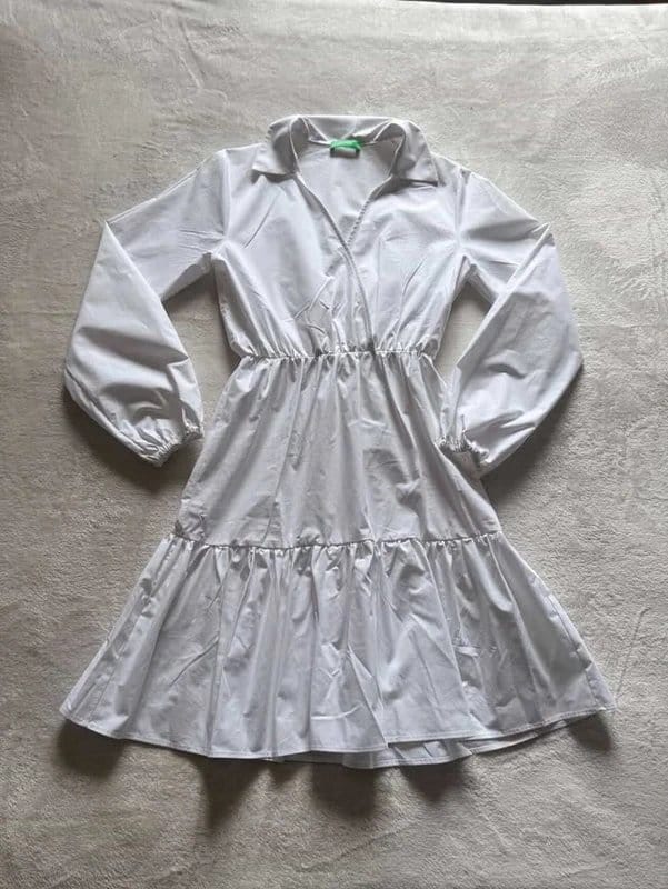 United Colors of Benetton United Colors of Benetton White Shirt Dress – Size (S/M) - 1