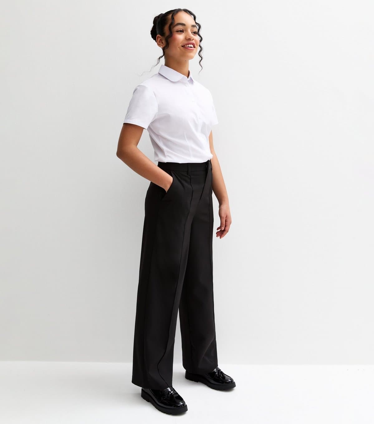 New Look Girls' Black Wide Leg School Trousers New Look