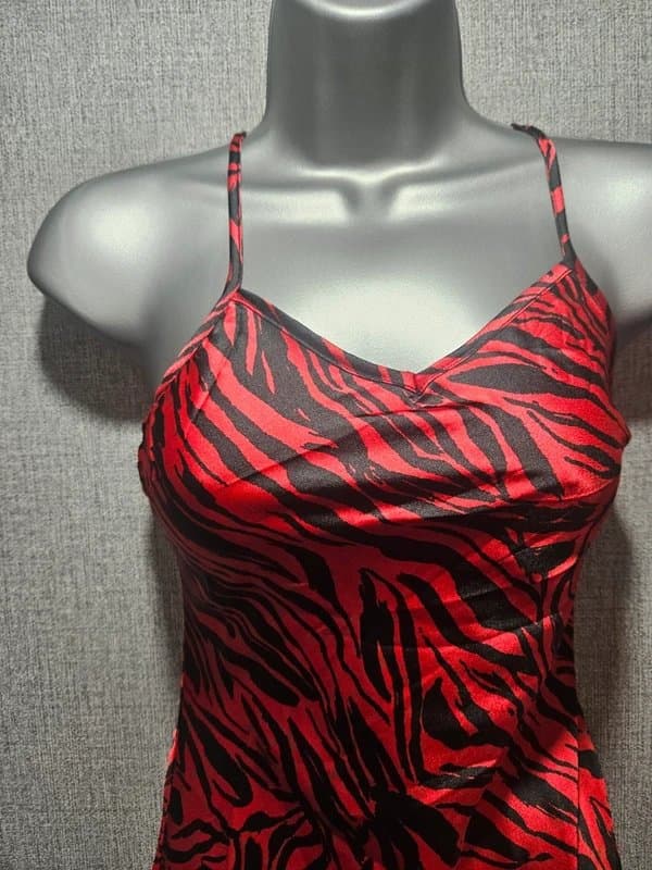 Violet Romance Violet Romance red zebra print satin midi dress UK 8 slip dress strappy animal print dress