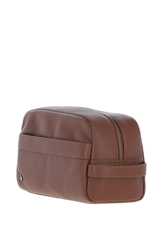 Gabicci GABICCI Men's Real Leather Washbag in Tan - 2