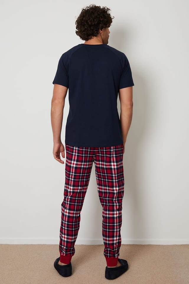 Threadbare Threadbare Men's 'Everest' Cotton Blend Pyjama Set in Navy - 2