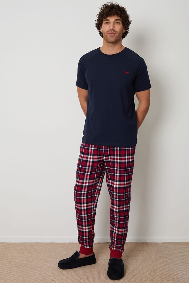 Threadbare Threadbare Men's 'Everest' Cotton Blend Pyjama Set in Navy - 3