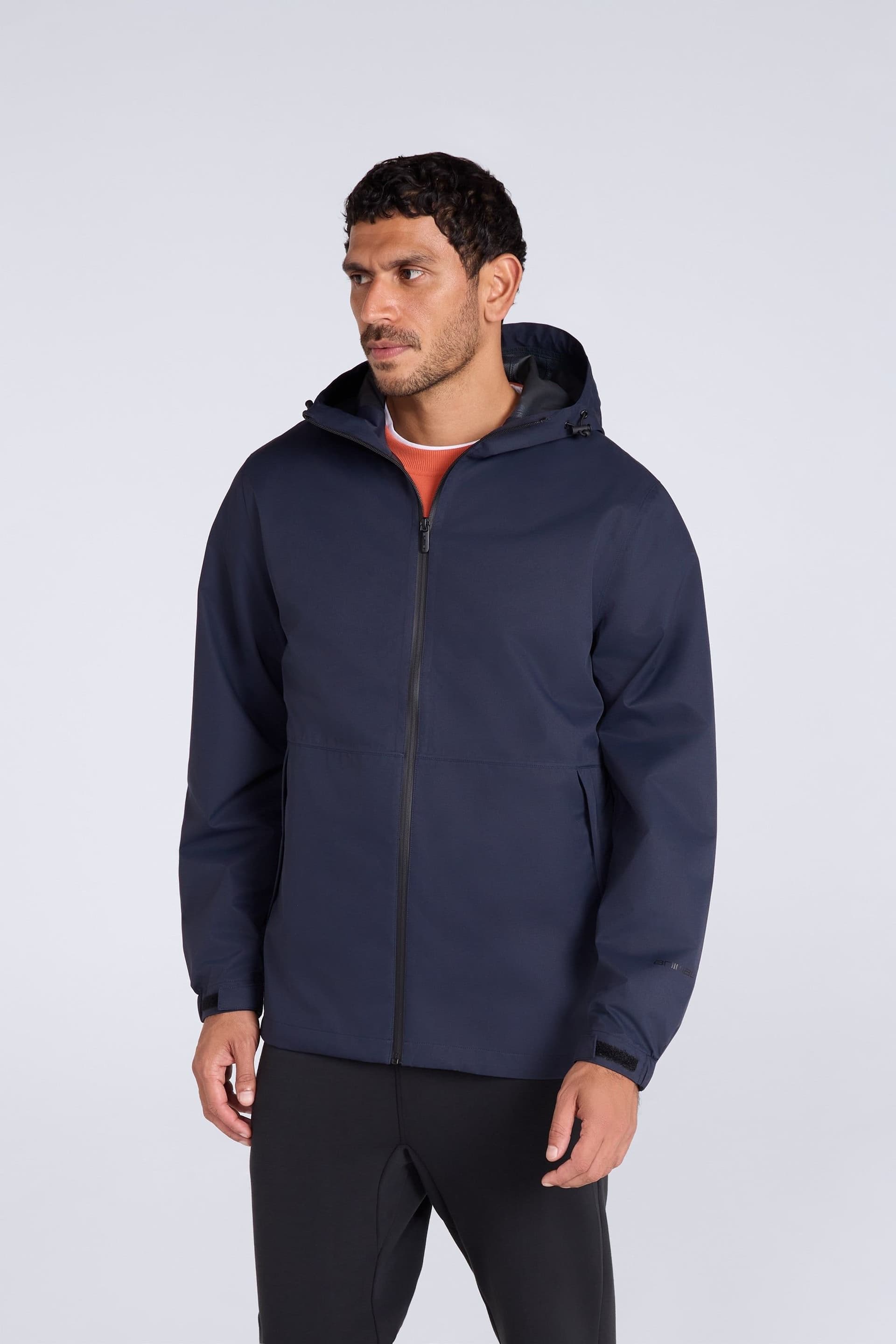 Animal Animal Men's 'Pace' Waterproof Adjustable Hood Outdoors Packable Jacket in Dark Blue