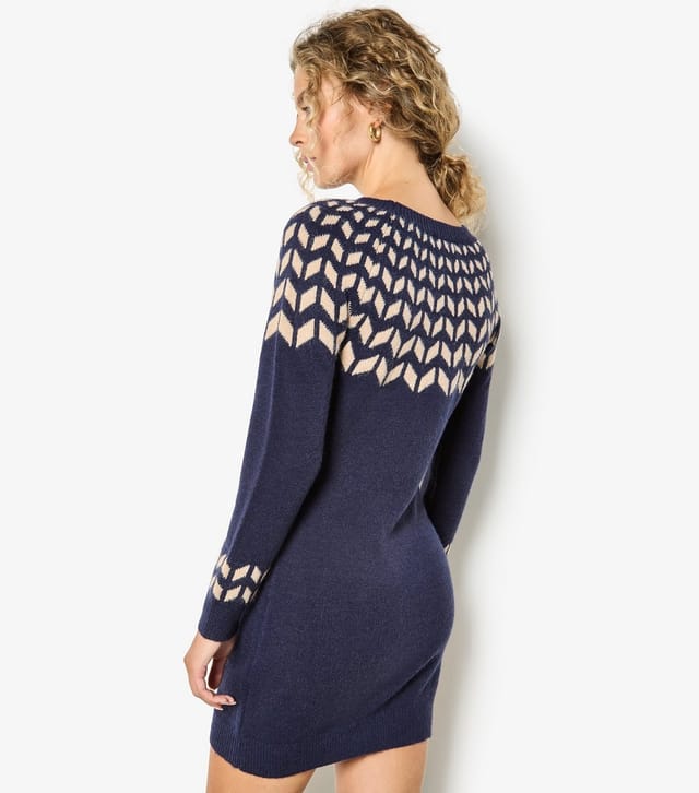 Apricot Women's Navy Gradient Chevron Knit Jumper Dress Apricot New Look - 3