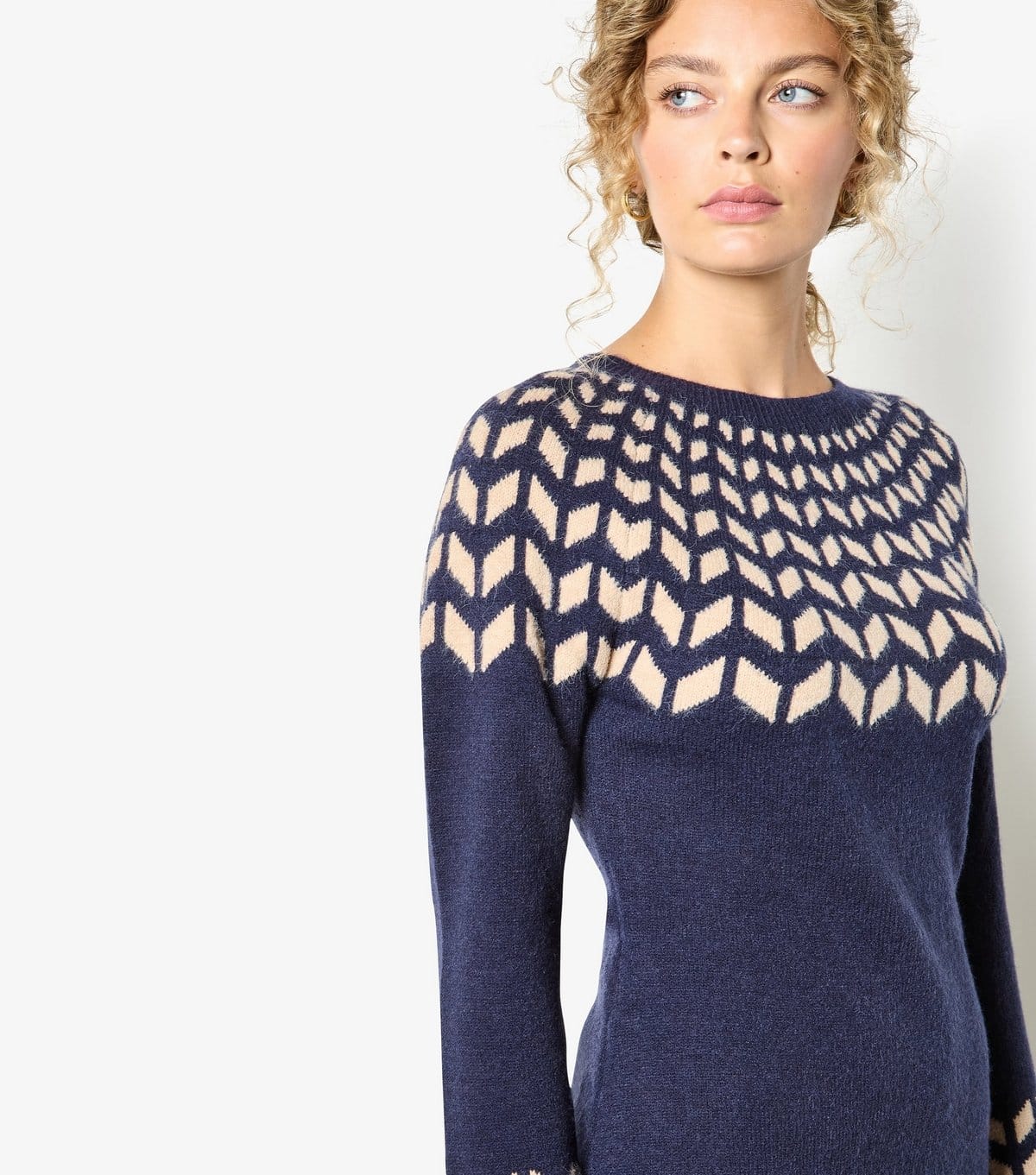 Apricot Women's Navy Gradient Chevron Knit Jumper Dress Apricot New Look - 4