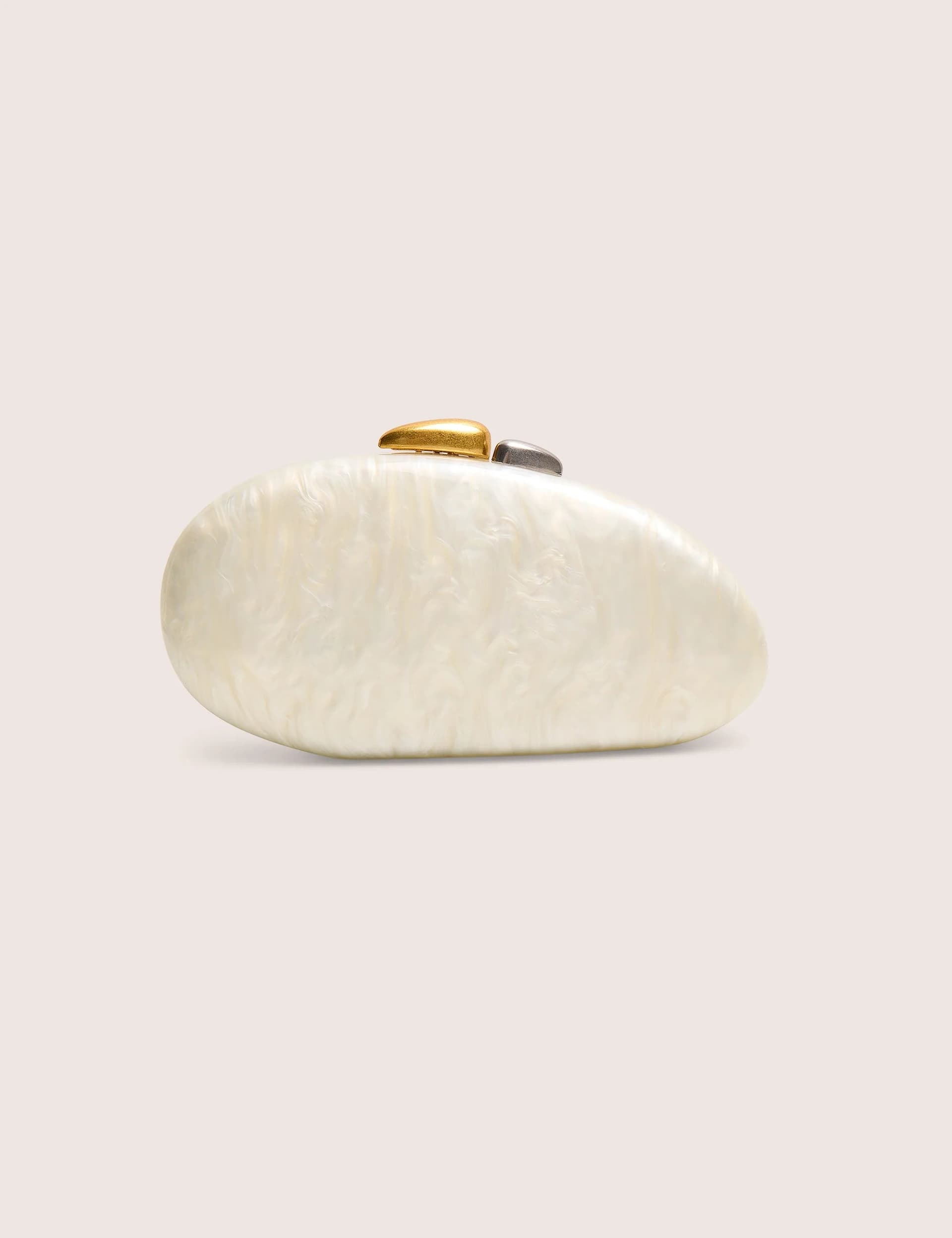 Public Desire Hard Shell Oval Clutch Bag Pearl White