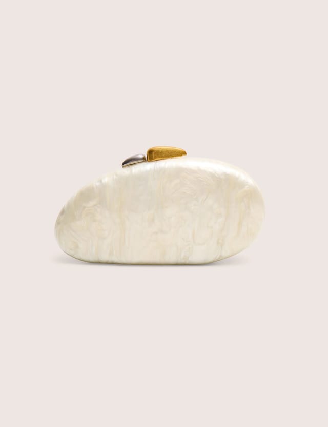 Public Desire Hard Shell Oval Clutch Bag Pearl White - 2