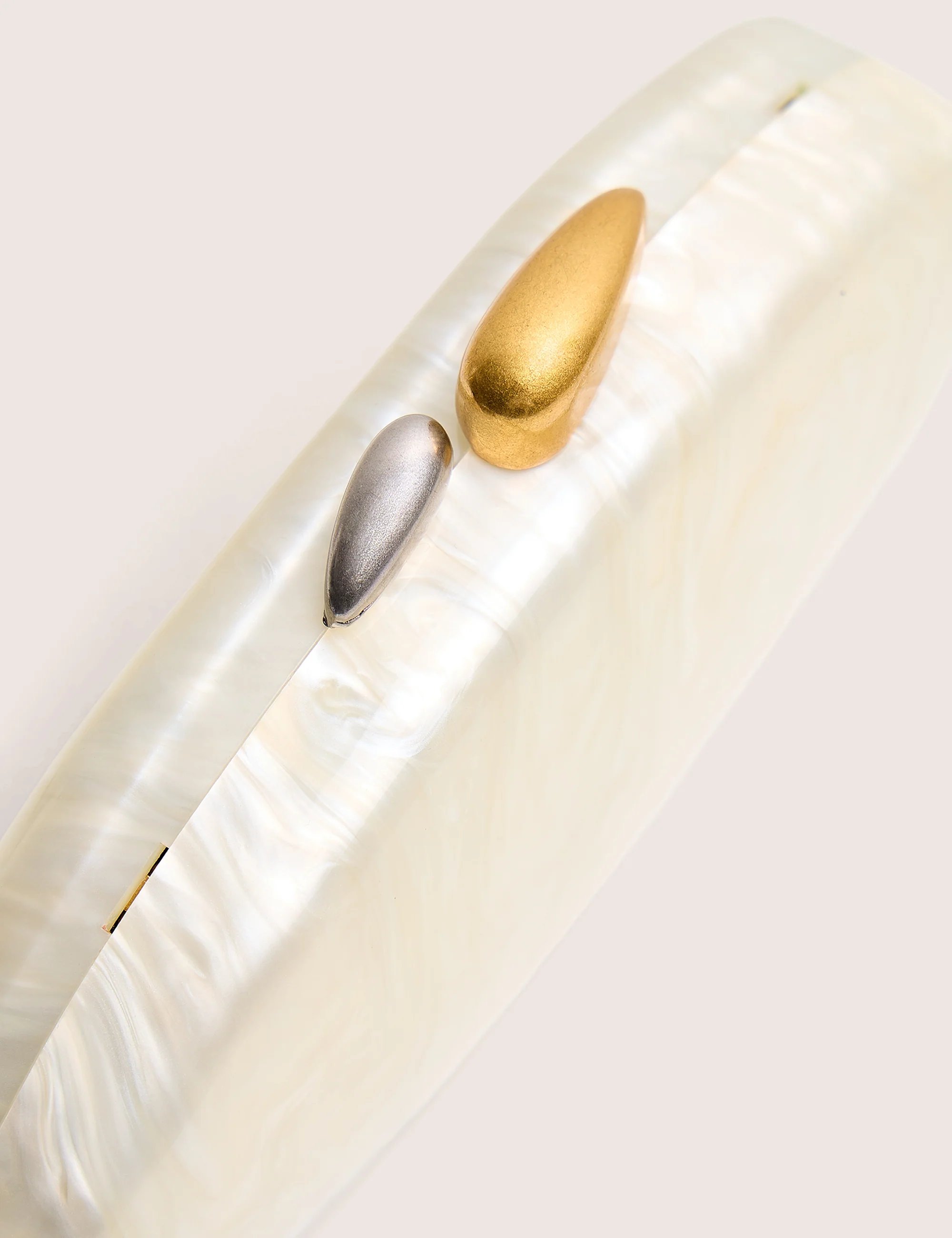 Public Desire Hard Shell Oval Clutch Bag Pearl White - 3