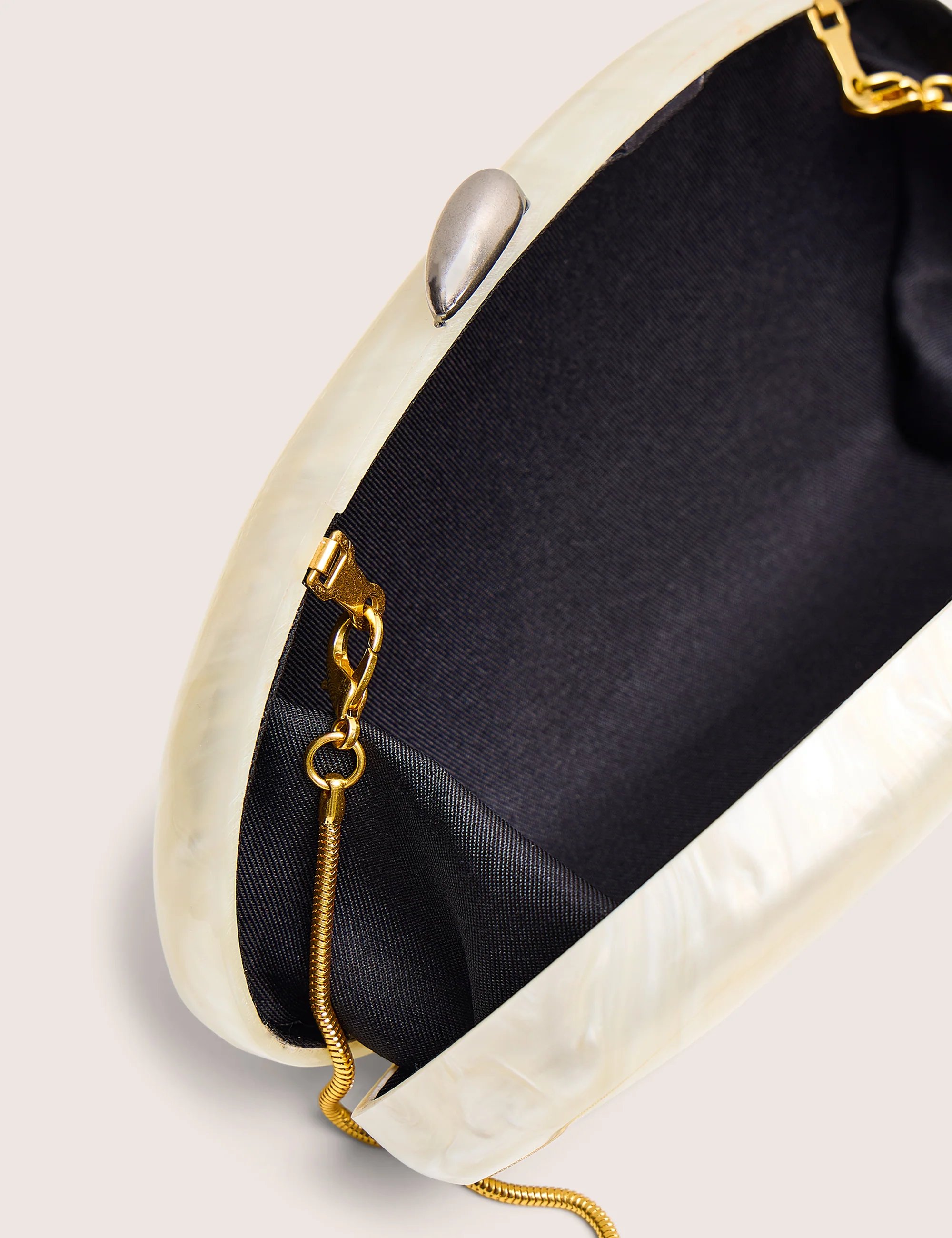 Public Desire Hard Shell Oval Clutch Bag Pearl White - 4