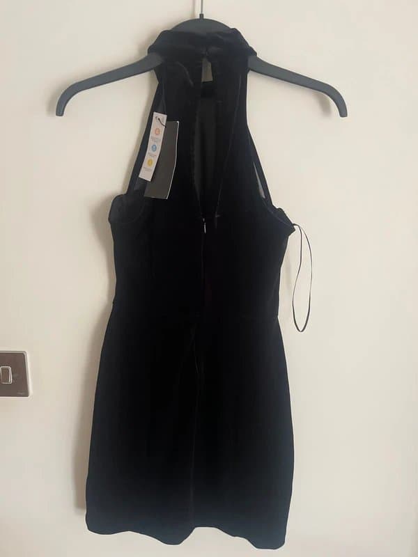 Bershka Bershka, Black Halter Neck Bodycon Mini Dress Silver Sequin Bust Party Dress