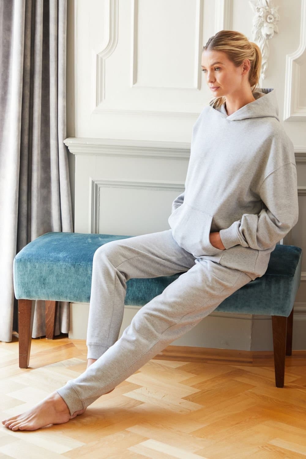 British Boxers British Boxers Heather Grey Cotton Joggers in Mid Grey