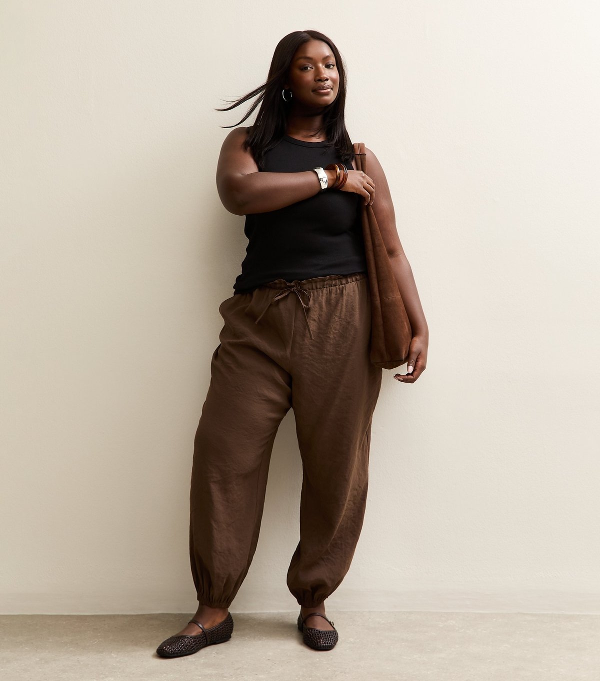 New Look Women's Plus Size Black Ribbed Racerback Vest Curves New Look - 3