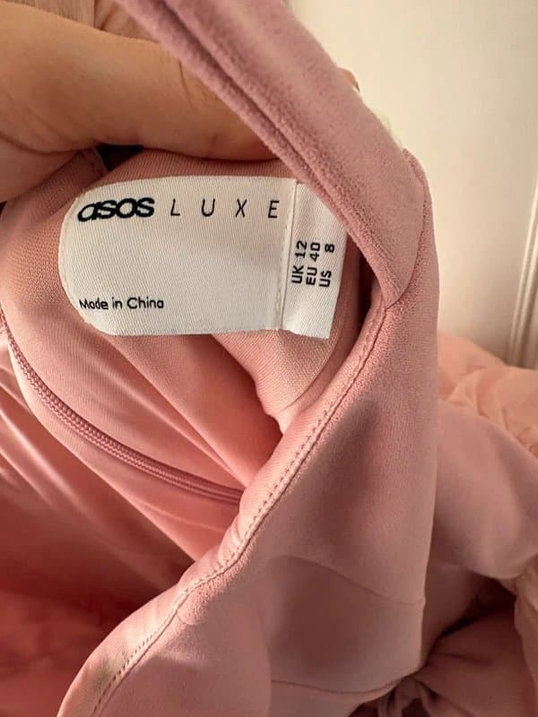 ASOS Pearl embellished dusty pink corset mini dress with bows